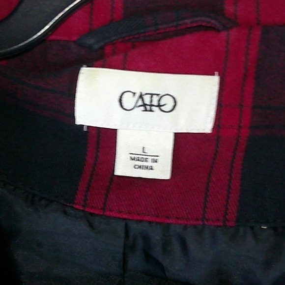 Cato Womens Plaid‎ Double Breasted Button Up Coat Jacket Red Black Size L - Picture 3 of 3